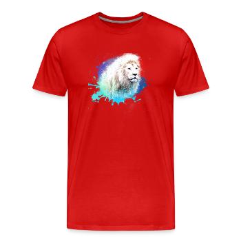 Lion blanc,Lion,Coloré,Graffiti,Peinture - T-shirt bio Premium Homme - rouge - Devant - Damien (186cm)