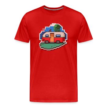 pixel vintage camper car - Männer Premium Bio T-Shirt - Rot - Vorne - Damien (186cm)