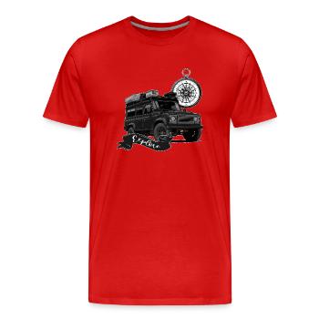 Defender // Dachzelt // Dachzeltnomaden // Outdoor - Männer Premium Bio T-Shirt - Rot - Vorne - Damien (186cm)
