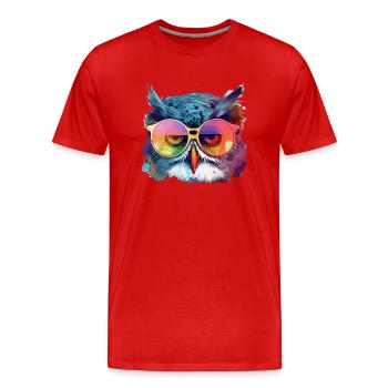Ouzou la chouette - T-shirt bio Premium Homme - rouge - Devant - Damien (186cm)