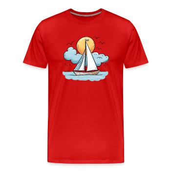 Segelboot - Männer Premium Bio T-Shirt - Rot - Vorne - Damien (186cm)