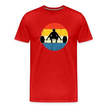 Vintage Fitness Workout Sunset - T-shirt bio Premium Homme - rouge - Devant - Damien (186cm)