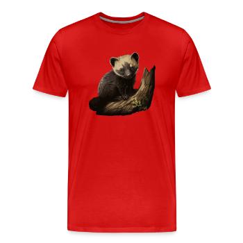 Martre Bébé Animal Forêt Nature - T-shirt bio Premium Homme - rouge - Devant - Damien (186cm)