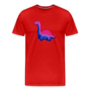 hugadino bi Dino, süßer Dinosaurier - Männer Premium Bio T-Shirt - Rot - Vorne - Damien (186cm)