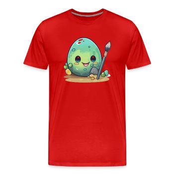 Ei mit Pinsel - Männer Premium Bio T-Shirt - Rot - Vorne - Damien (186cm)