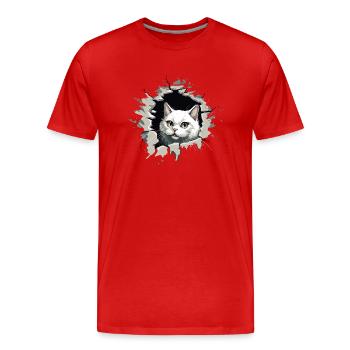 Cat Kitten Mietze Meow - Men's Premium Organic T-Shirt - red - Front - Damien (186cm)