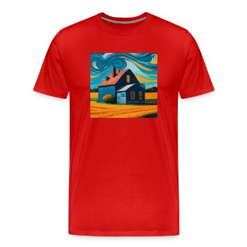Weizenfeld im Norden Bayerns - Männer Premium Bio T-Shirt - Rot - Vorne - Damien (186cm)