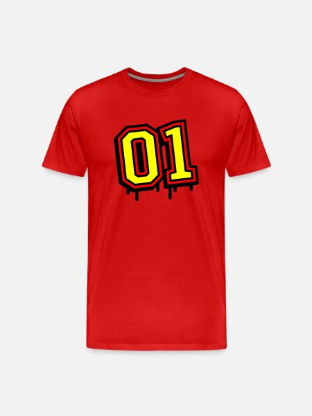 01 One Number - Men's Premium Organic T-Shirt - red
