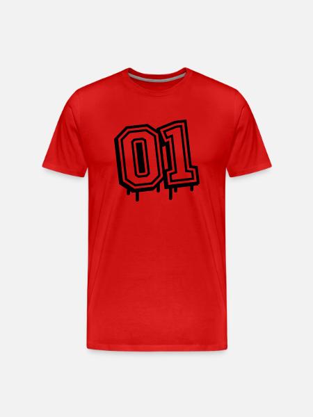 01 One Number - Men's Premium Organic T-Shirt - red
