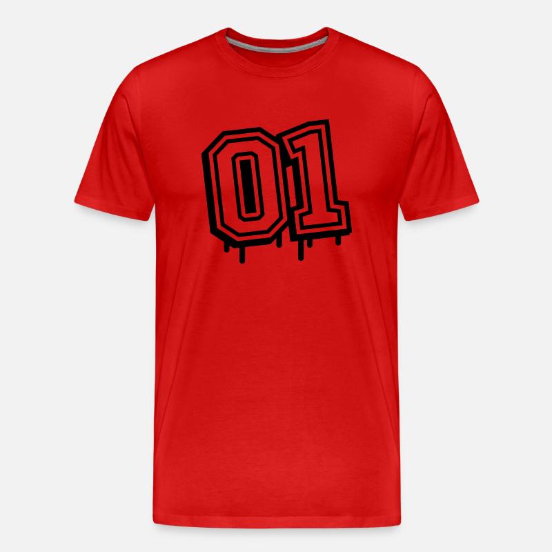 01 eins nummer - Männer Premium Bio T-Shirt - Rot