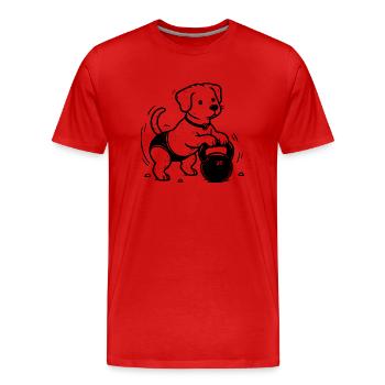 Kettlebell Hund Training Buddies Sport Geschenk - Männer Premium Bio T-Shirt - Rot - Vorne - Damien (186cm)