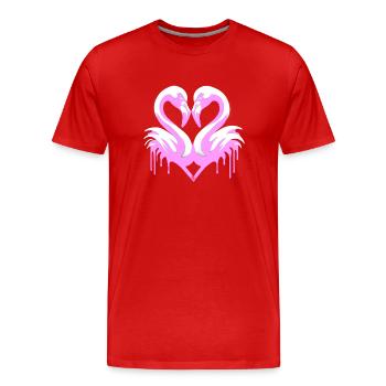 Herzflamingos | Flamingo-Herz - Männer Premium Bio T-Shirt - Rot - Vorne - Damien (186cm)