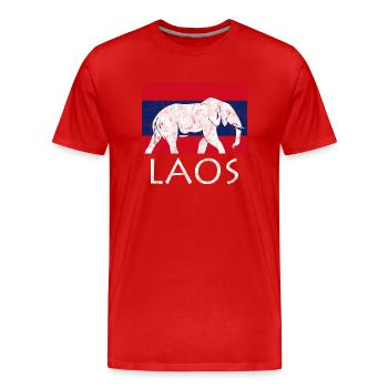 Laos Lao Drapeau Laotien éléphant Lao I cadeau - T-shirt bio Premium Homme - rouge - Devant - Damien (186cm)
