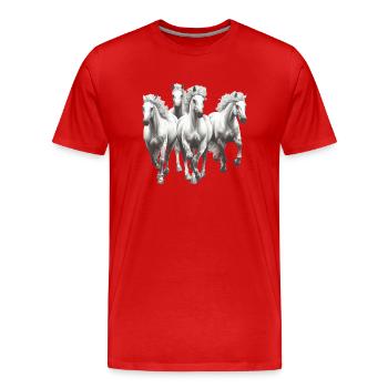 Pferde - Männer Premium Bio T-Shirt - Rot - Vorne - Damien (186cm)