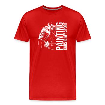 Autos lackieren ist mein Sport - Autolack Geschenk - Männer Premium Bio T-Shirt - Rot - Vorne - Damien (186cm)