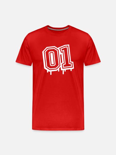 01 eins nummer - Männer Premium Bio T-Shirt - Rot