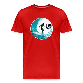Surfer on the Wave I Need Wave - Men's Premium Organic T-Shirt - red - Front - Damien (186cm)