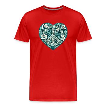 Friede - Männer Premium Bio T-Shirt - Rot - Vorne - Damien (186cm)