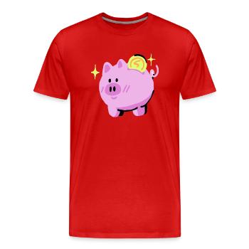 Geld Sparschwein - Männer Premium Bio T-Shirt - Rot - Vorne - Damien (186cm)