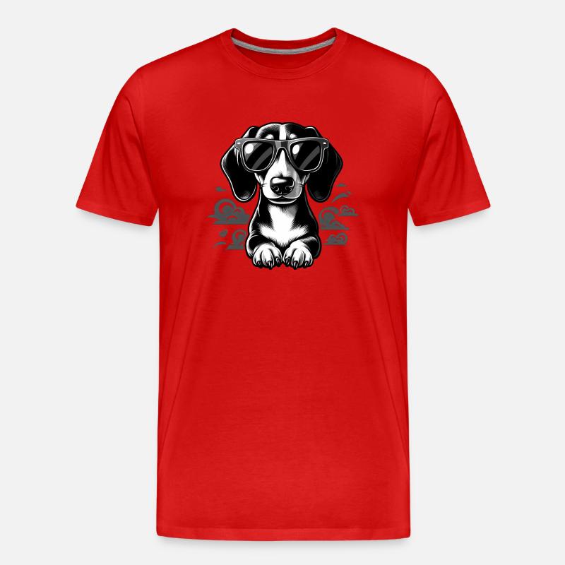 Schwarz-weißer Dackel - Männer Premium Bio T-Shirt - Rot