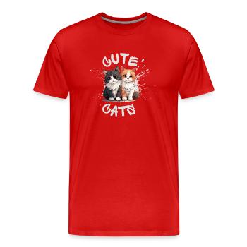 Chats mignons - T-shirt bio Premium Homme - rouge - Devant - Damien (186cm)