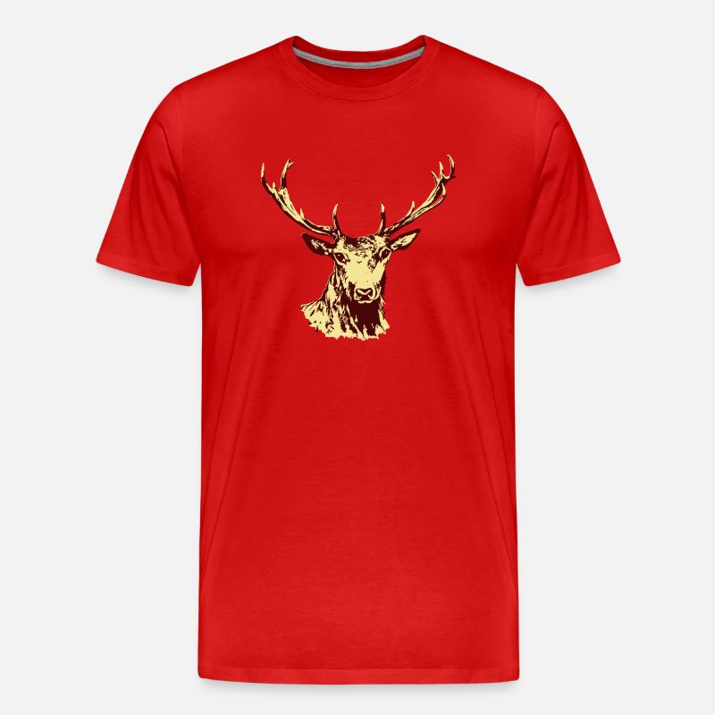 Hirsch - Männer Premium Bio T-Shirt - Rot