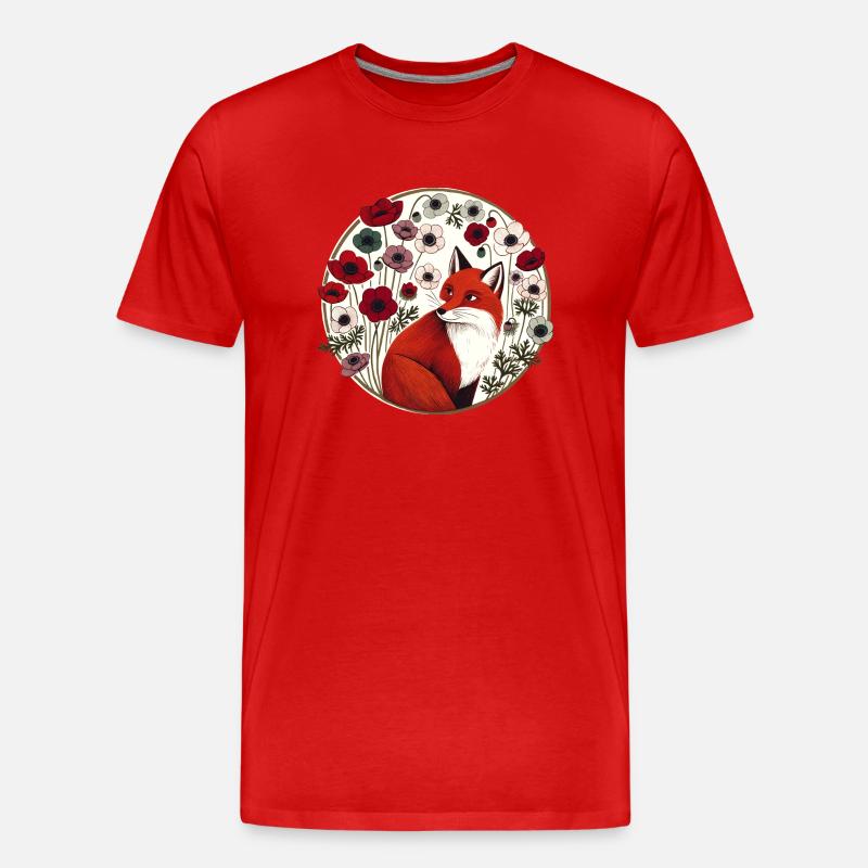 Retro Rotfuchs - Männer Premium Bio T-Shirt - Rot