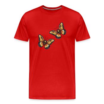 Butterflies - Men's Premium Organic T-Shirt - red - Front - Damien (186cm)