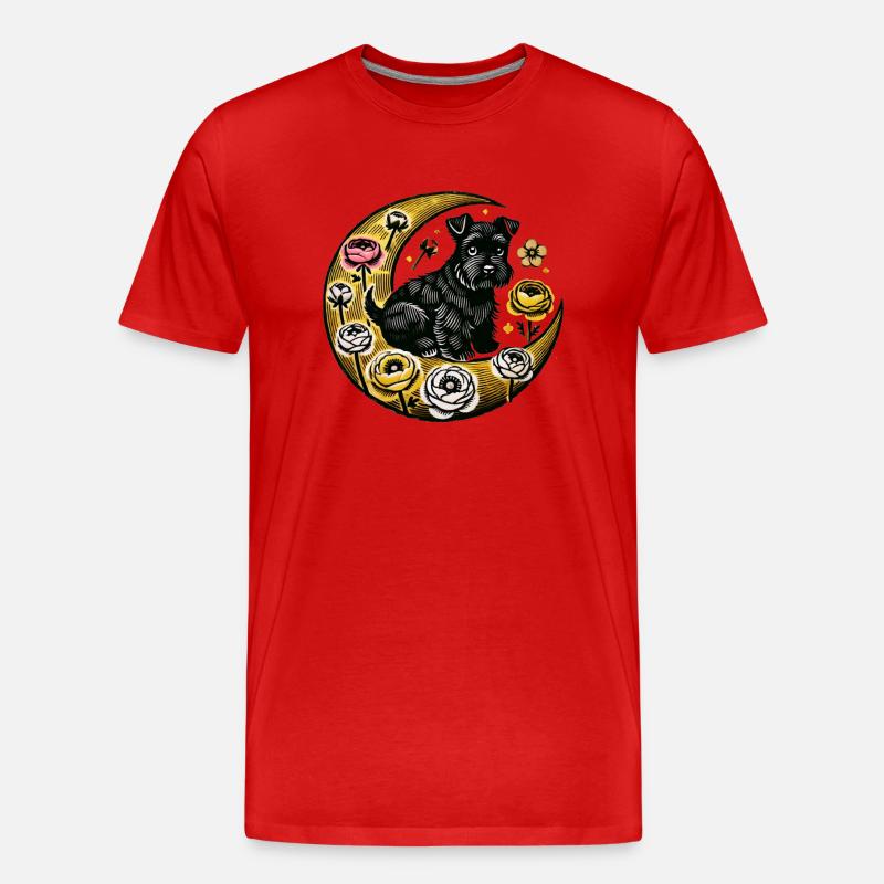 Schwarzer Scottish Terrier - Männer Premium Bio T-Shirt - Rot