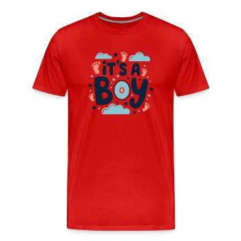 Willkommen Kleiner Junge - Es ist ein Junge - Männer Premium Bio T-Shirt - Rot - Vorne - Damien (186cm)