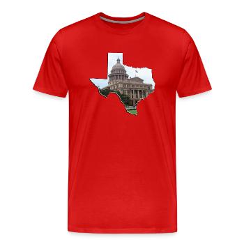 Texas State Capitol in der Texas State Landkarte - Männer Premium Bio T-Shirt - Rot - Vorne - Damien (186cm)