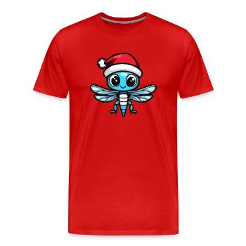Libelle Weihnachten - Männer Premium Bio T-Shirt - Rot - Vorne - Damien (186cm)