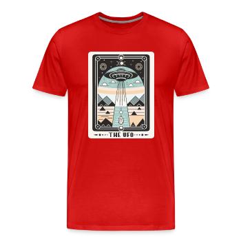 The Ufo Lustige Tarot Karten Parodie - Männer Premium Bio T-Shirt - Rot - Vorne - Damien (186cm)
