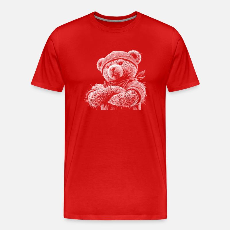 Teddybär - Männer Premium Bio T-Shirt - Rot