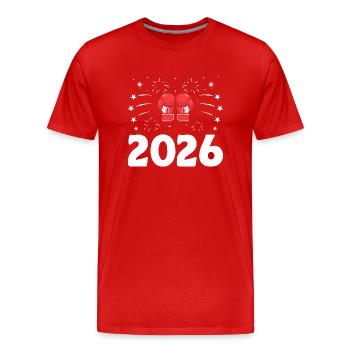 Nouvel An 2026 Boxer Sports Force Gym Athlète - T-shirt bio Premium Homme - rouge - Devant - Damien (186cm)