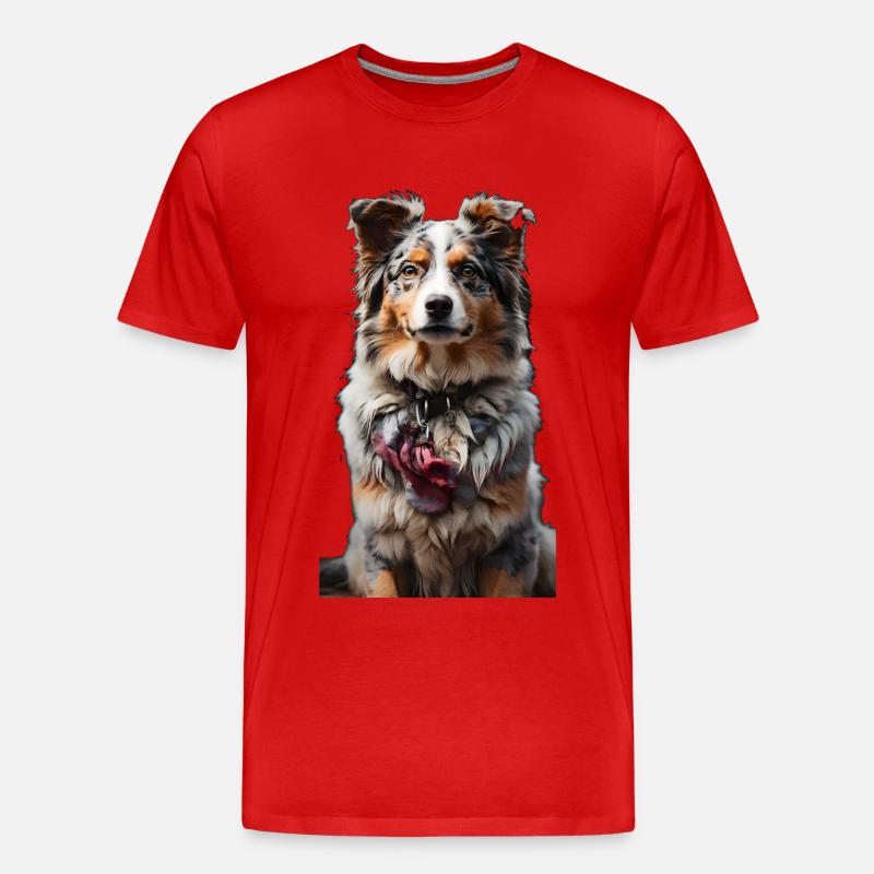 Australian Shepherd Schäferhund - Männer Premium Bio T-Shirt - Rot