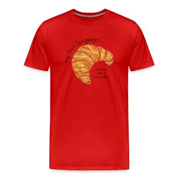 Croissant et café Amour Langue Petit-déjeuner - T-shirt bio Premium Homme - rouge - Devant - Damien (186cm)