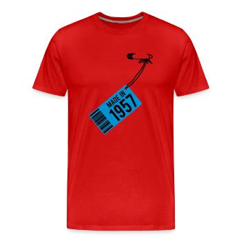 T-shirt anniversaire 1957 - T-shirt bio Premium Homme - rouge - Devant - Damien (186cm)