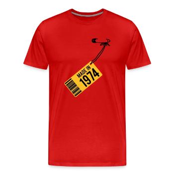 Anniversaire T-shirt 1974 - T-shirt bio Premium Homme - rouge - Devant - Damien (186cm)