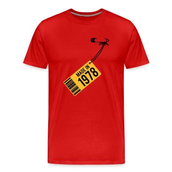 T-shirt anniversaire 1978 - T-shirt bio Premium Homme - rouge - Devant - Damien (186cm)