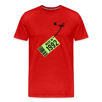 Anniversaire T-shirt 1992 - T-shirt bio Premium Homme - rouge - Devant - Damien (186cm)