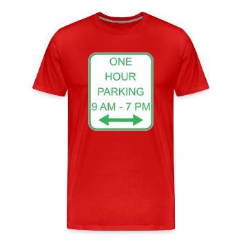 Road sign one hour parking - Men's Premium Organic T-Shirt - red - Front - Damien (186cm)