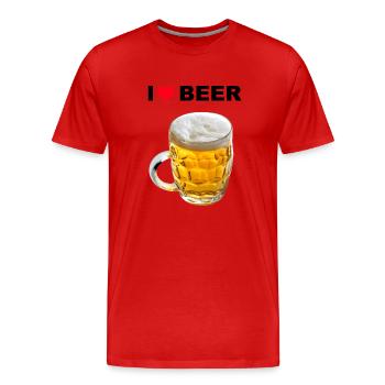 I Love Beer - Männer Premium Bio T-Shirt - Rot - Vorne - Damien (186cm)