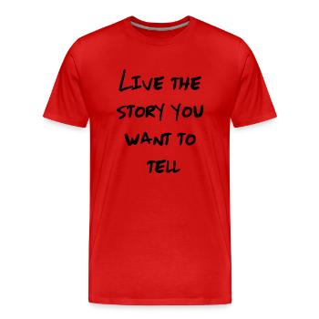 Live Your Story - Men's Premium Organic T-Shirt - red - Front - Damien (186cm)