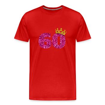 Couronne de paillettes anniversaire 60 ans paillettes 1960 - T-shirt bio Premium Homme - rouge - Devant - Damien (186cm)