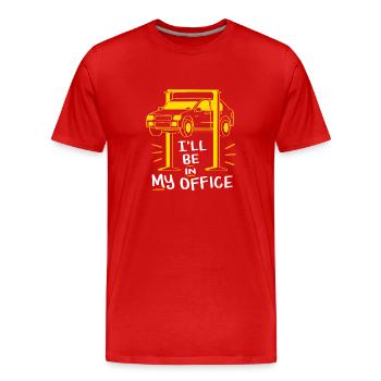 Mécanicien de voiture, atelier, cadeau d'accord - T-shirt bio Premium Homme - rouge - Devant - Damien (186cm)