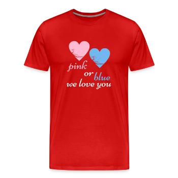 Pink Or Blue We Love Baby Birth Pregnancy - Men's Premium Organic T-Shirt - red - Front - Damien (186cm)