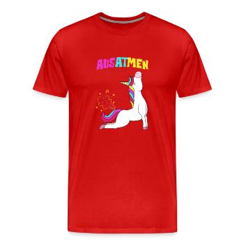 Breathe Inhale Unicorn Yoga Licorne Fitness Fan - T-shirt bio Premium Homme - rouge - Devant - Damien (186cm)