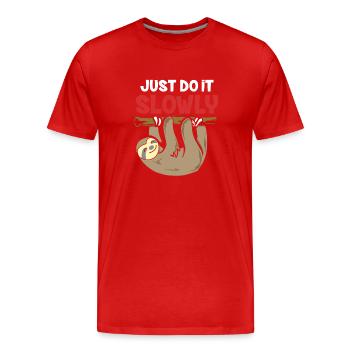 Mach es langsam Affe - Männer Premium Bio T-Shirt - Rot - Vorne - Damien (186cm)