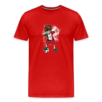 Coupe du monde de footballeur du Mexique - T-shirt bio Premium Homme - rouge - Devant - Damien (186cm)